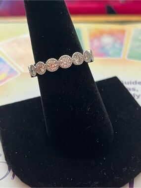 2.40 CTW Moissanite S925 Sterling Silver Milgrain Eternity Band Ring 8